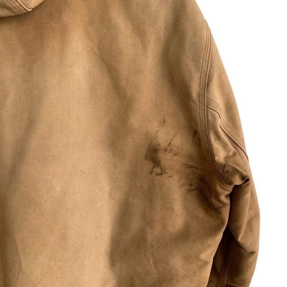 Vintage Carhartt Duck Canvas Distressed Jacket Hooded Quilted XL Tall J140 BRN - Picture 13 of 16
